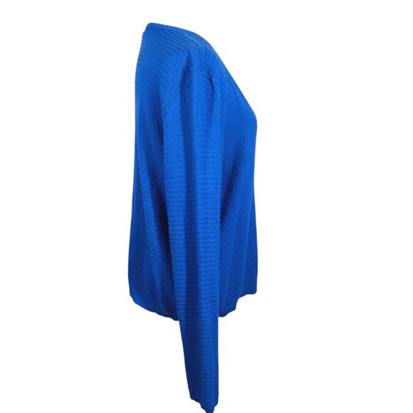 Draper James RSVP Royal Blue Textured Dot Lt. Wt., Cardigan Sweater - Size Large - Picture 4 of 16